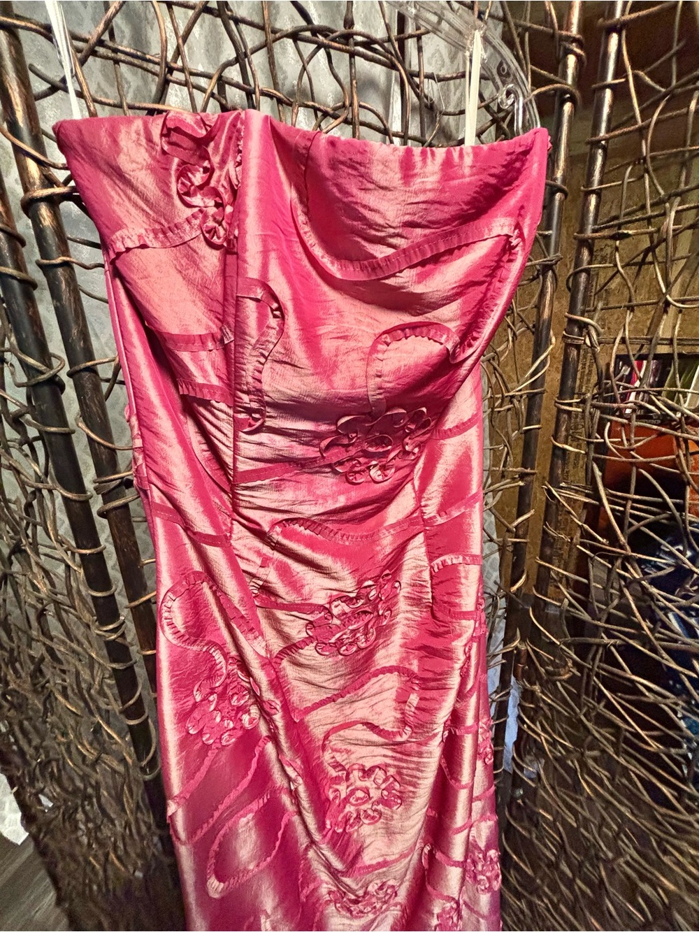 Jessica McClintock Pink Floral Embroidered Prom Gown - Picture 2 of 6